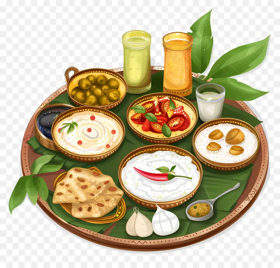 lassi - Thali truyền thống của Ấn Độ với các món ăn