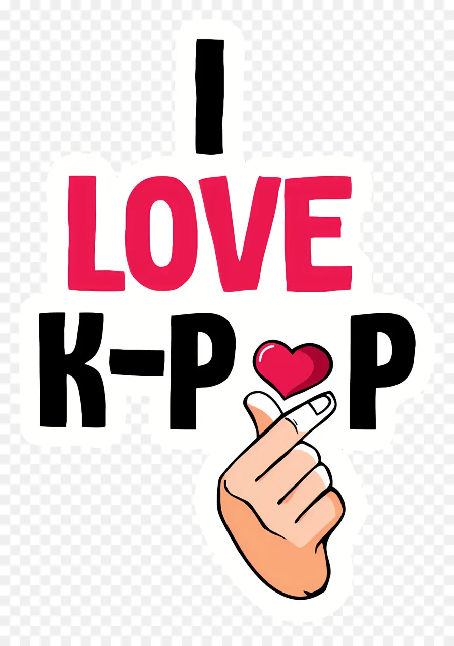 KPOP K-pop I Love K-pop Sticker Love - Bianco 'k' con 'amore', cuore e '4