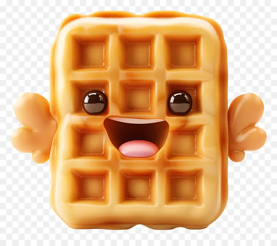 faccina - Waffle al burro con illustrazione del viso sorridente