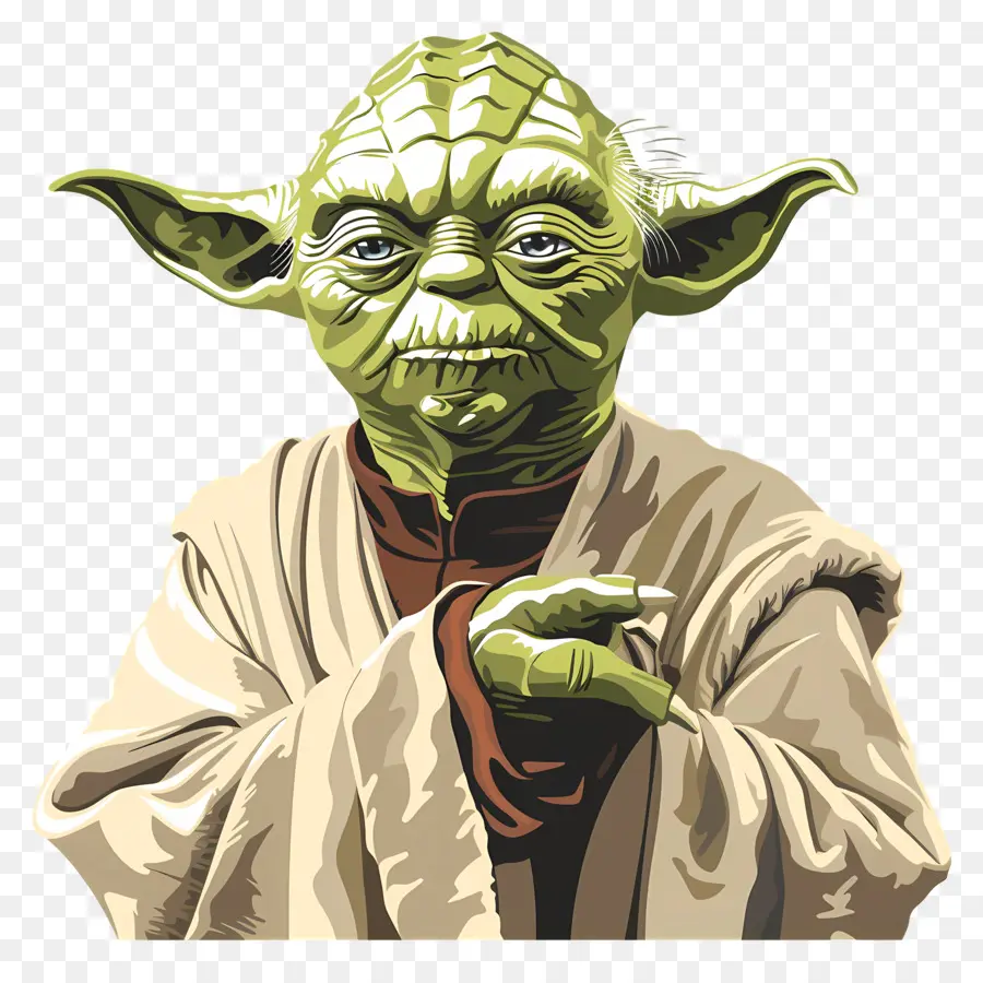 chiến tranh giữa các vì sao - Yoda trong áo choàng cầm thanh kiếm ánh sáng xanh một cách nghiêm khắc