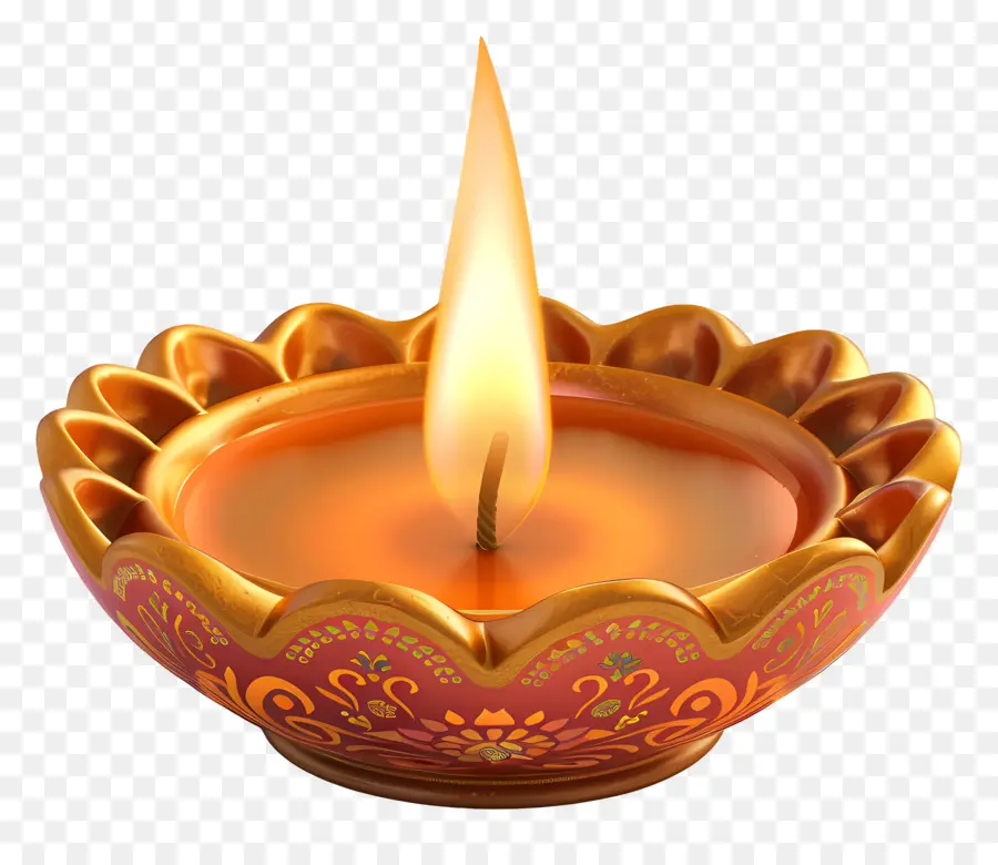 Dato diwali - Candela a forma di cono illuminata in supporto decorativo Spotlighted