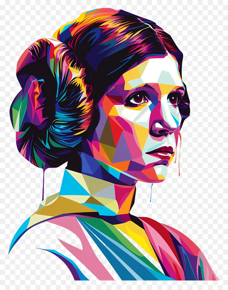 Star Wars - Frau mit geflochtenem Haar im abstrakten Stilporträt