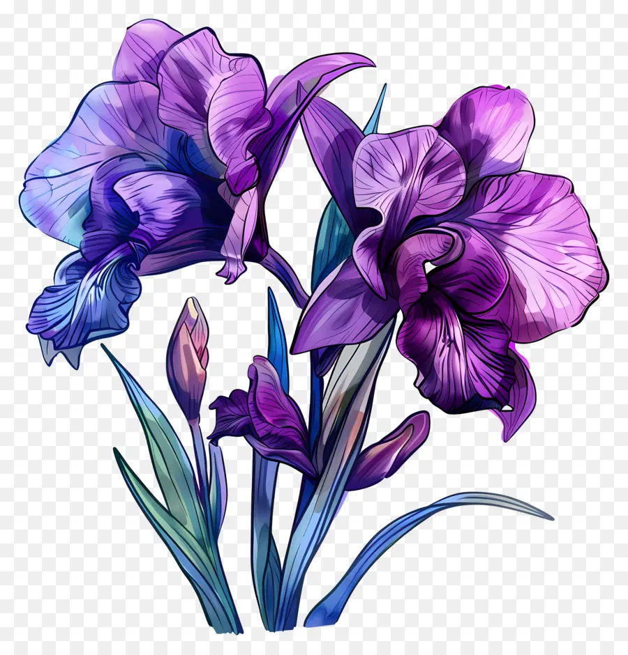 Gesteck - Blumenstrauß großer lila Irisblüten