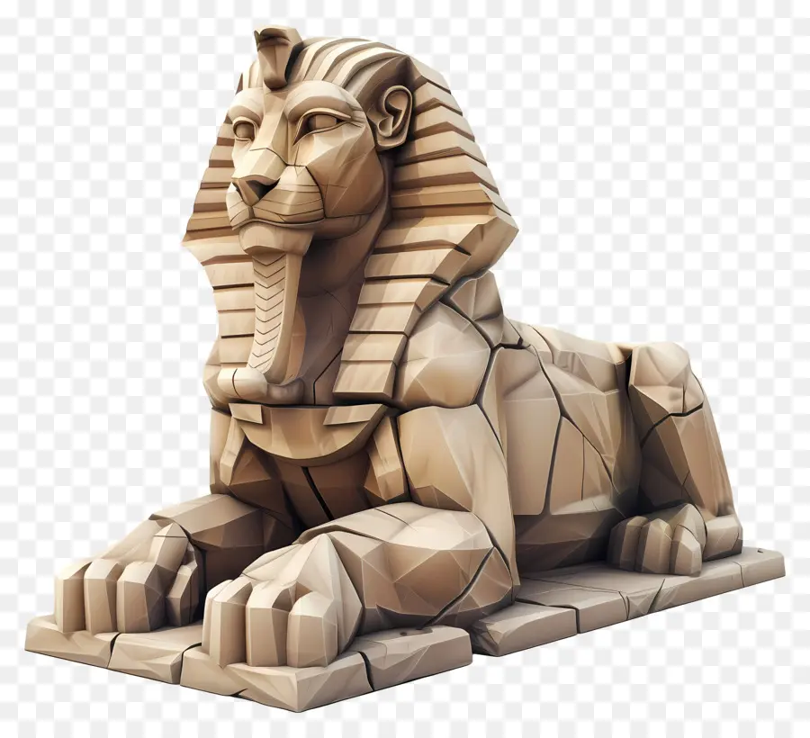 Große Sphinx der Giza -Sphinx -Statue grauer Stein komplizierter Schnitzerei Dekorationen - Komplizierte graue Steinsphinx -Statue auf der Plattform