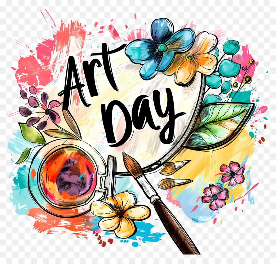 world art day floral bouquet painting black background flowers in full bloom