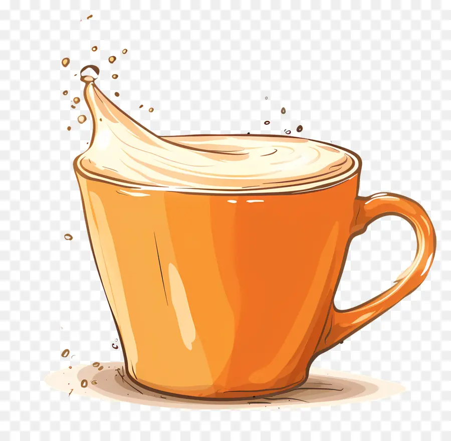 cốc cà phê - Hình ảnh vẽ tay của sữa tràn từ Mug