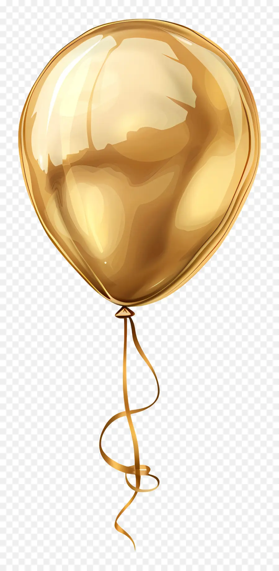 gold Ballon - Goldener Ballon schwebt mit Schnur in Luft