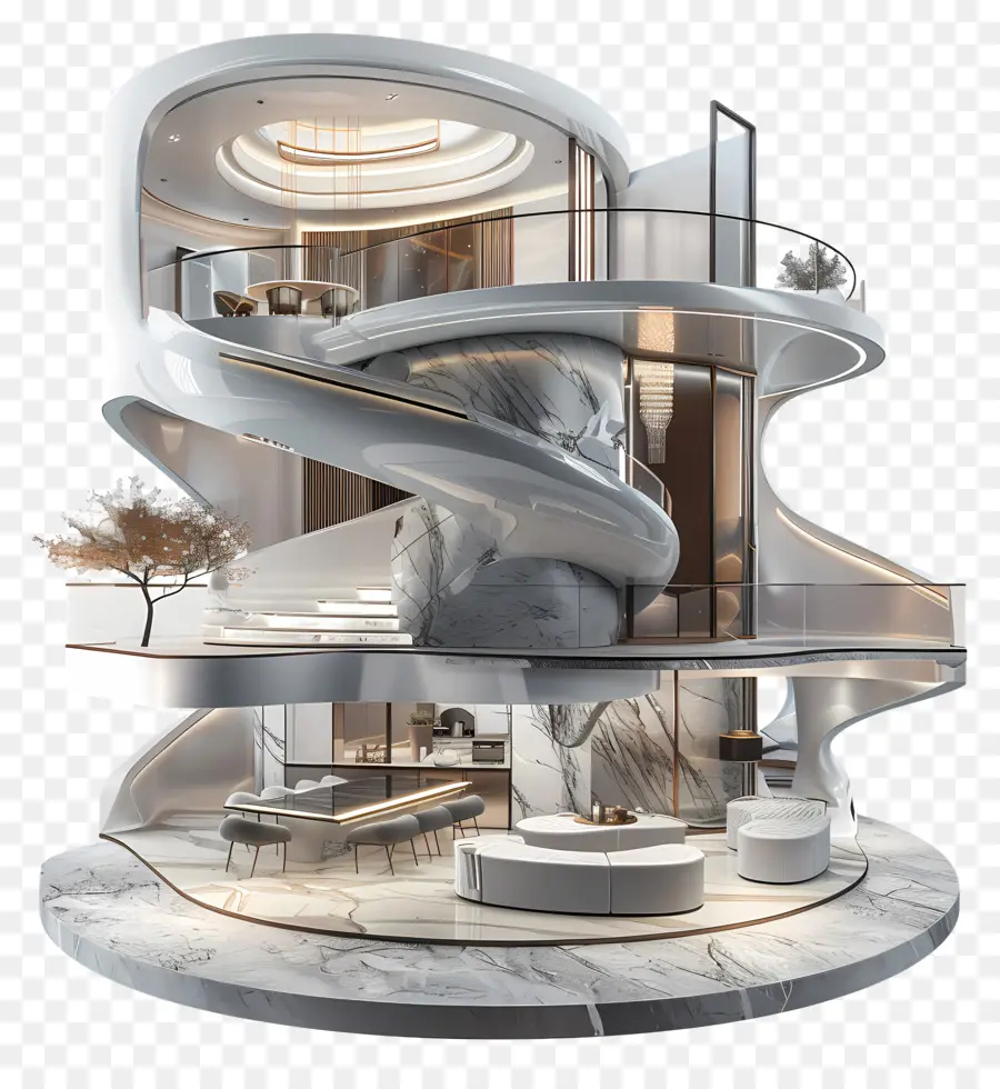 Thiết kế nội thất Kiến trúc hiện đại Xây dựng thủy tinh cấu trúc thiết kế tương lai trong suốt - Tòa nhà thủy tinh tương lai với cấu trúc tròn