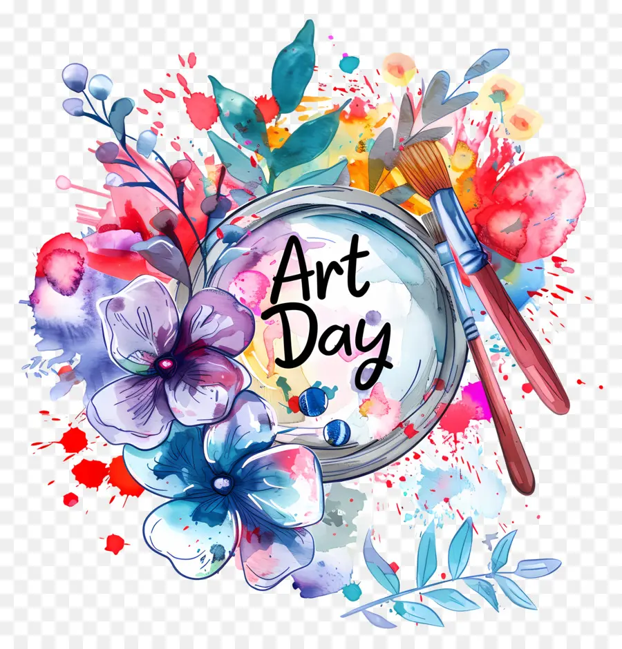 world art day floral painting colorful bouquet vibrant flowers watercolor art
