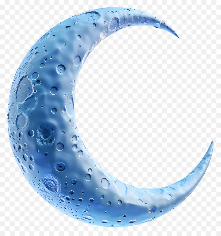 Luna crescente - Crescent Moon con gocce di pioggia in superficie