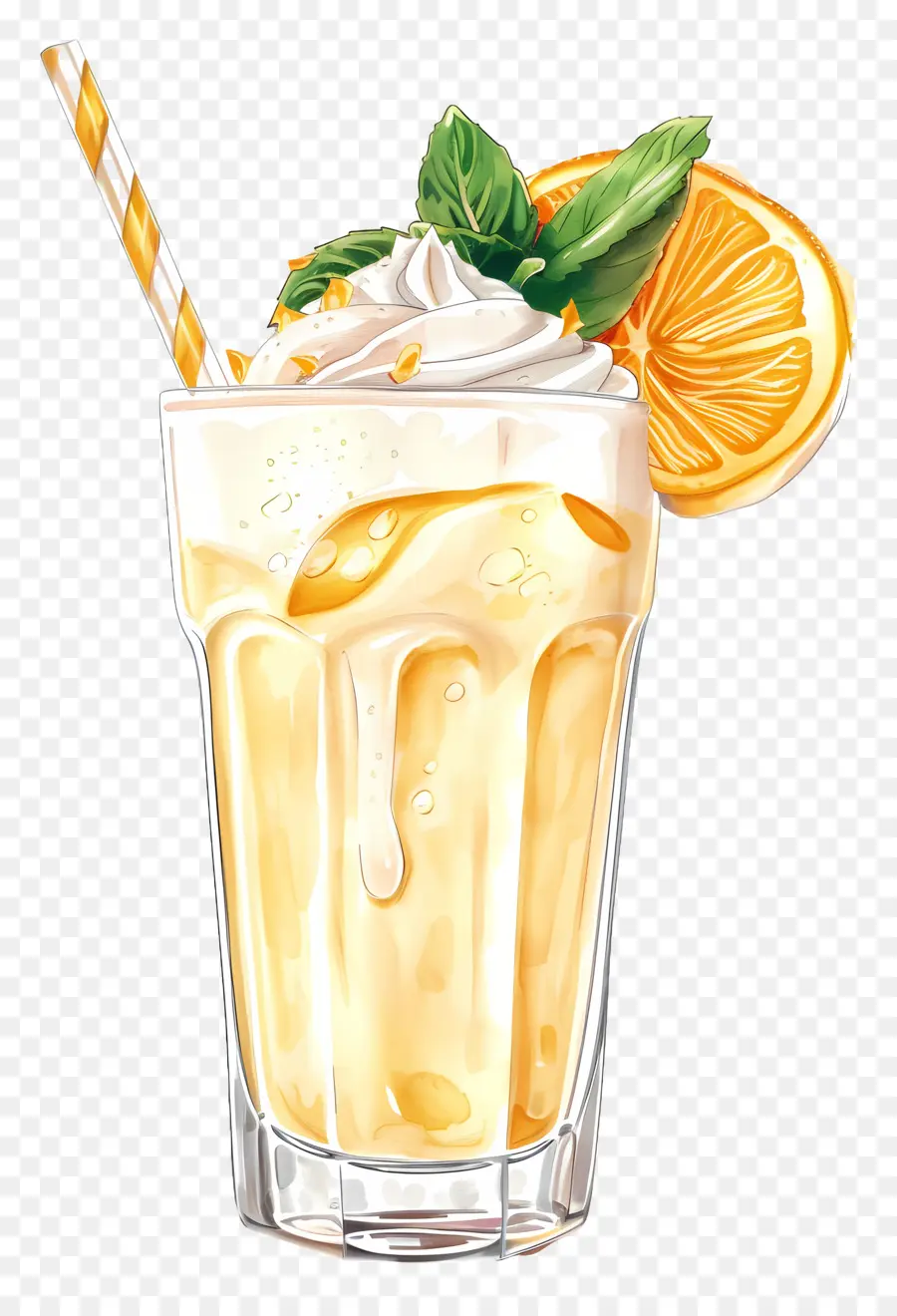zitronenscheibe - Cremiges orange Getränk mit Zitronenscheibe
