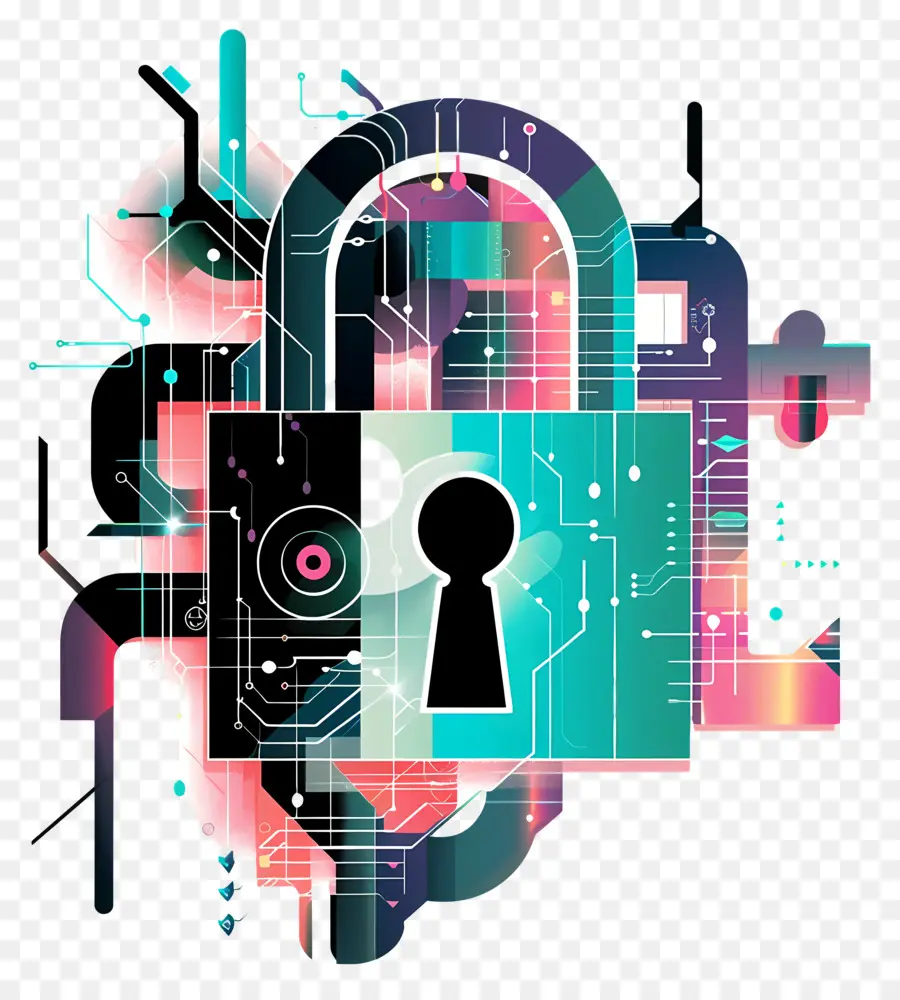 Protezione da dati sulla sicurezza informatica Tecnica cibersecurity Industry Sistema sicuro - Rappresentazione simbolica della tecnologia informatica sicura