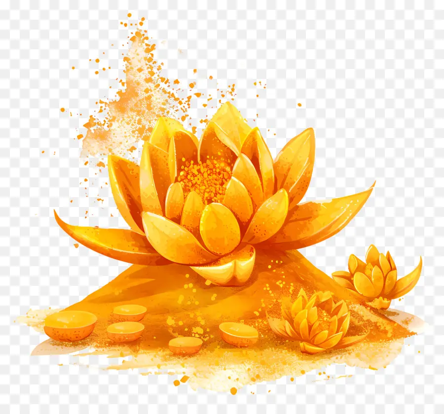 fiore di loto - Lotus dorato che emerge da sporco e detriti