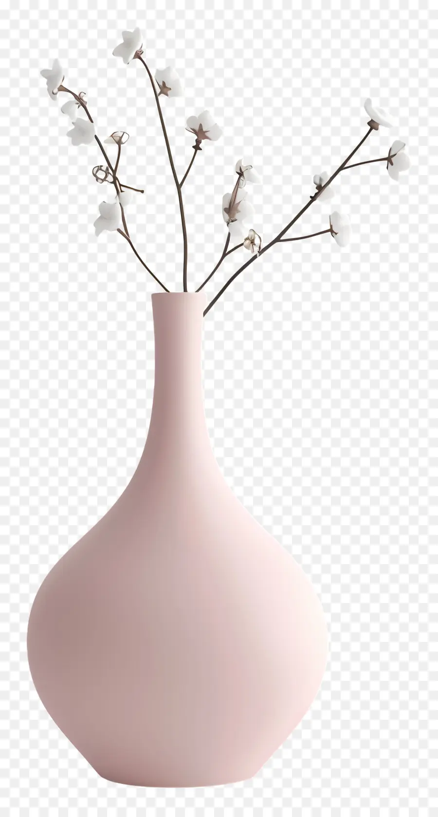 Vaso ceramico nordico Vaso Pink Fiori bianchi Vaso sottile - Vaso rosa con fiori bianchi, sfondo scuro