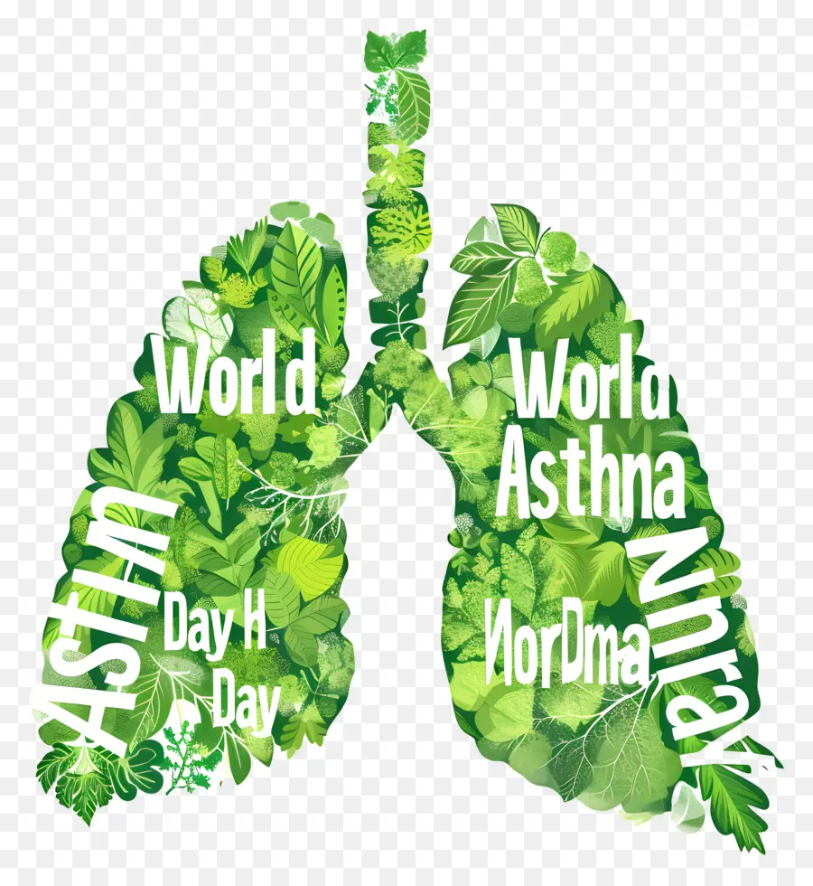 World Asma Day Assma Lung respiratorio respiratorio - Immagine dei polmoni con testo 