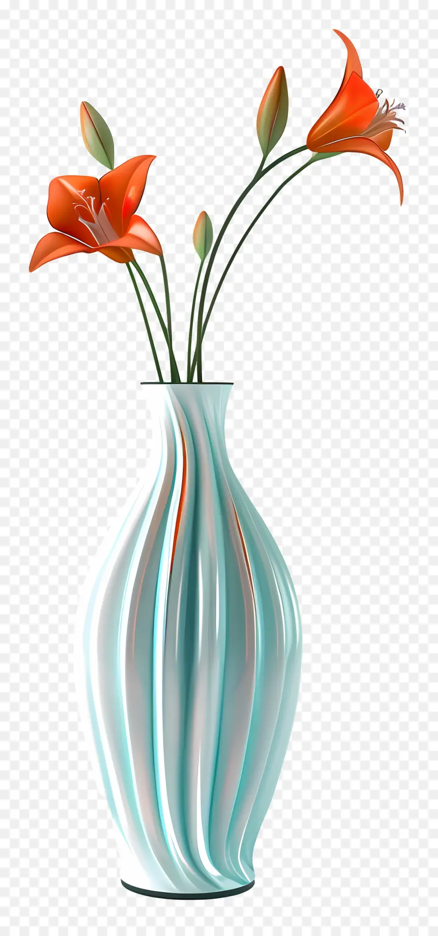 plastic vase white vase orange flowers black background minimalist