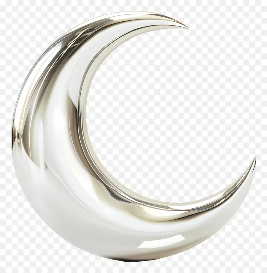 Luna crescente - Oggetto a forma di mezzaluna liscia, argento, 30x20 cm
