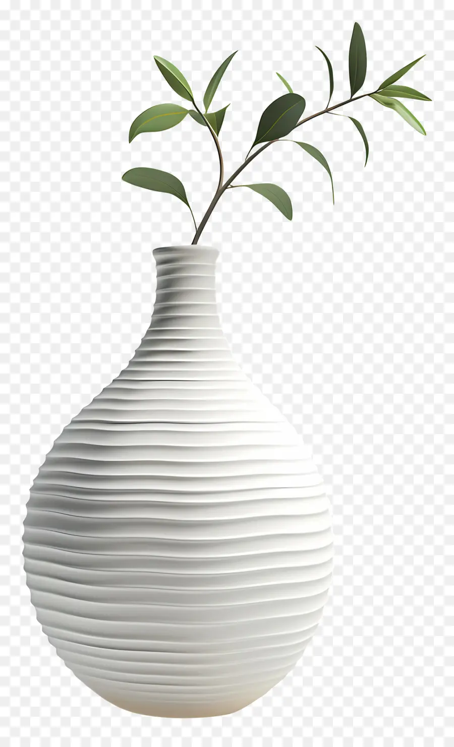 grüner Baum - Weiße Keramikvase mit Wirbelmuster, grüner Baum