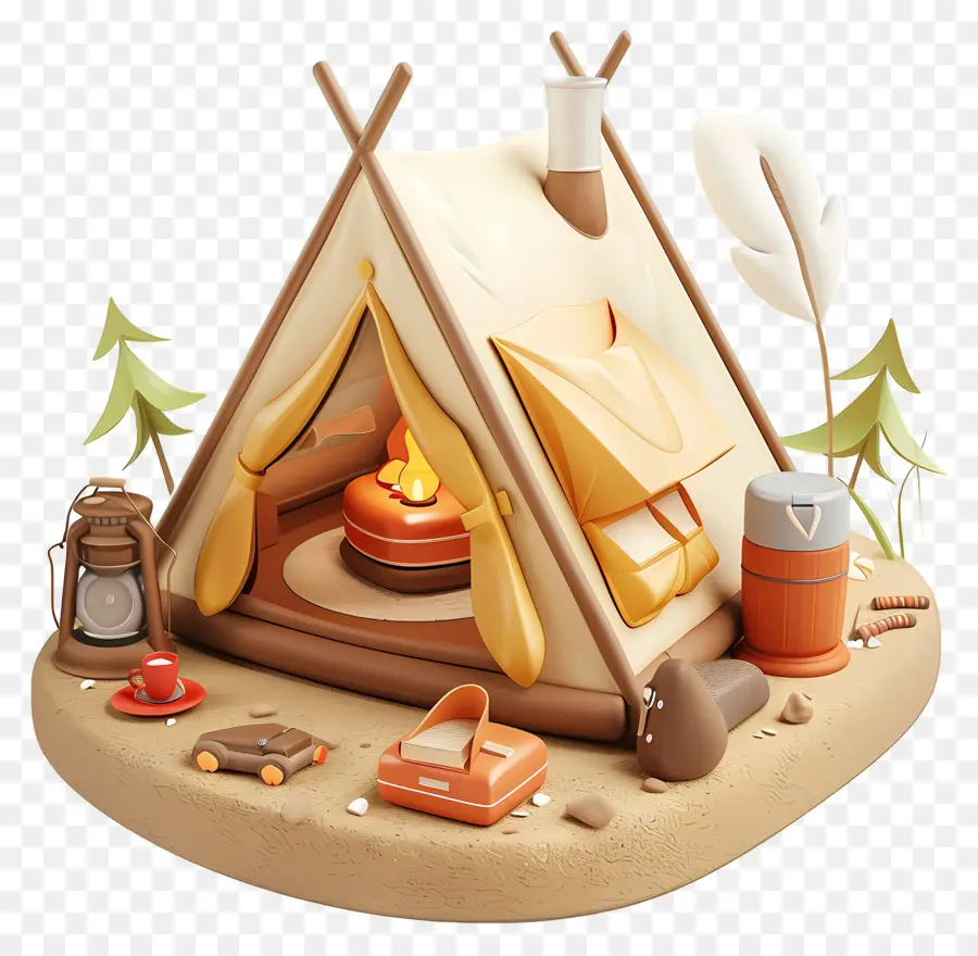 Túi ngủ cắm trại cắm trại - Lều cắm trại với đèn lồng, túi ngủ và lửa