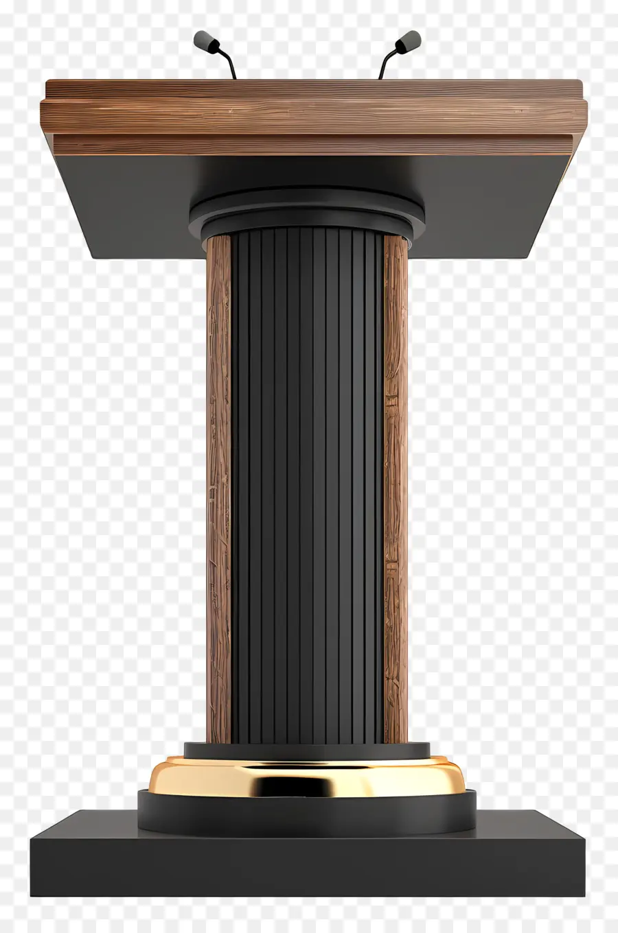 Sprachpodiumspodium -Podium -Gold -Trimmmikrofon -Microfon -Oberfläche glatte Oberfläche - Holzpodium mit Goldverkleidung, Mikrofonständer