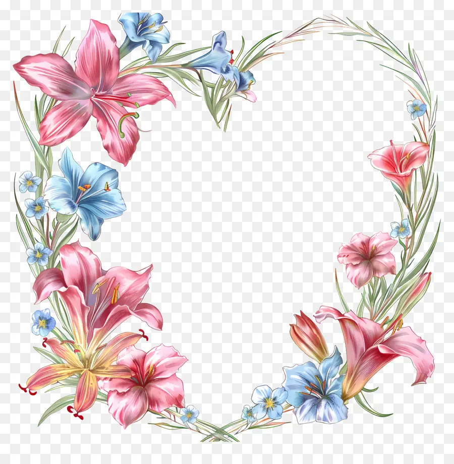 Muttertag - Herzförmige Blumenanordnung in Pink und Blau
