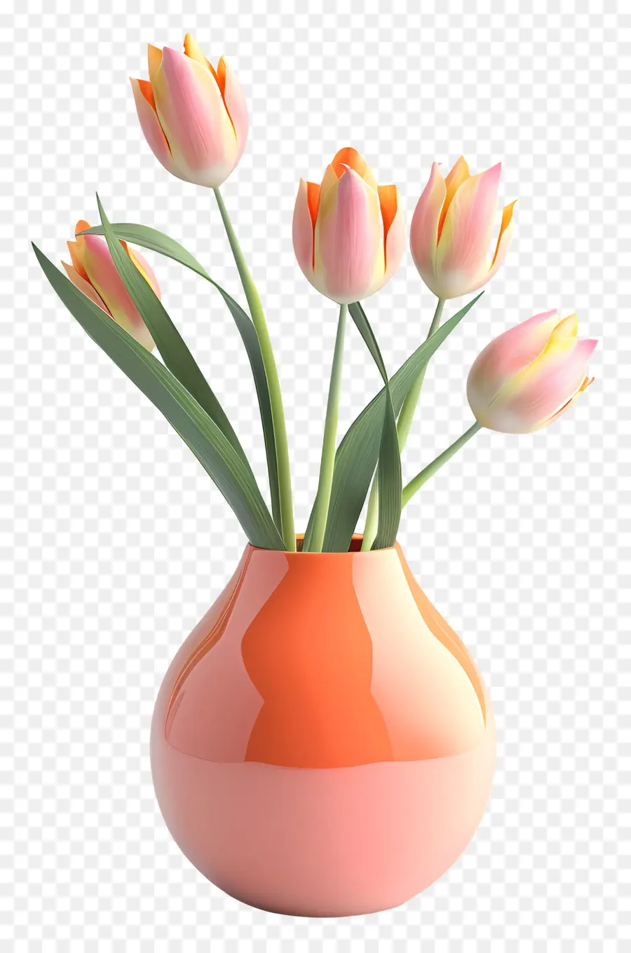 hoa sắp xếp - Bình hoa màu hồng với hoa tulip màu cam, sắp xếp không chính thức