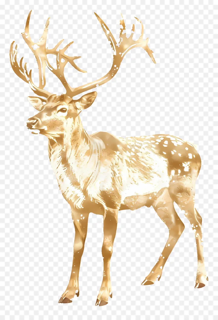 Golden Reindeer Golden Deer Động vật hoang dã Majestic Antlers - Con nai vàng gầm gừ trên chân sau