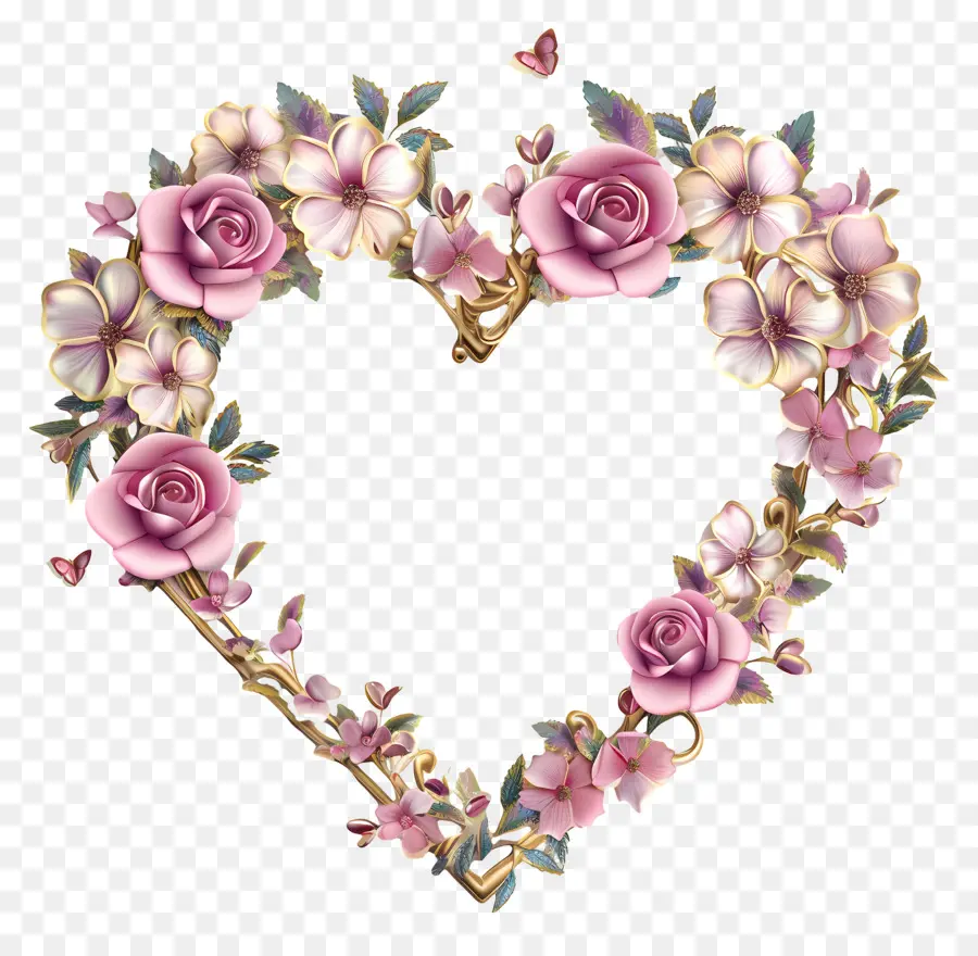 Ngày của mẹ - Vòng hoa hình trái tim của hoa hồng hồng. 
Bướm rung động