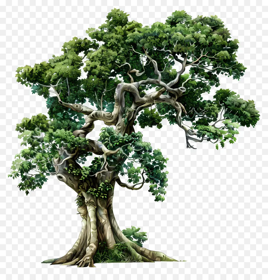 Cành cây cây kapok lá - Cây lớn với lá xanh tươi
