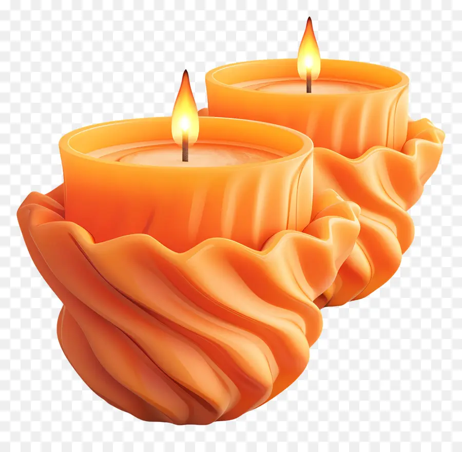 Candele profumate Candele arancione Design vorticoso Candele cerate decorazioni da tavolo - Primo piano di candele arancioni vorticose
