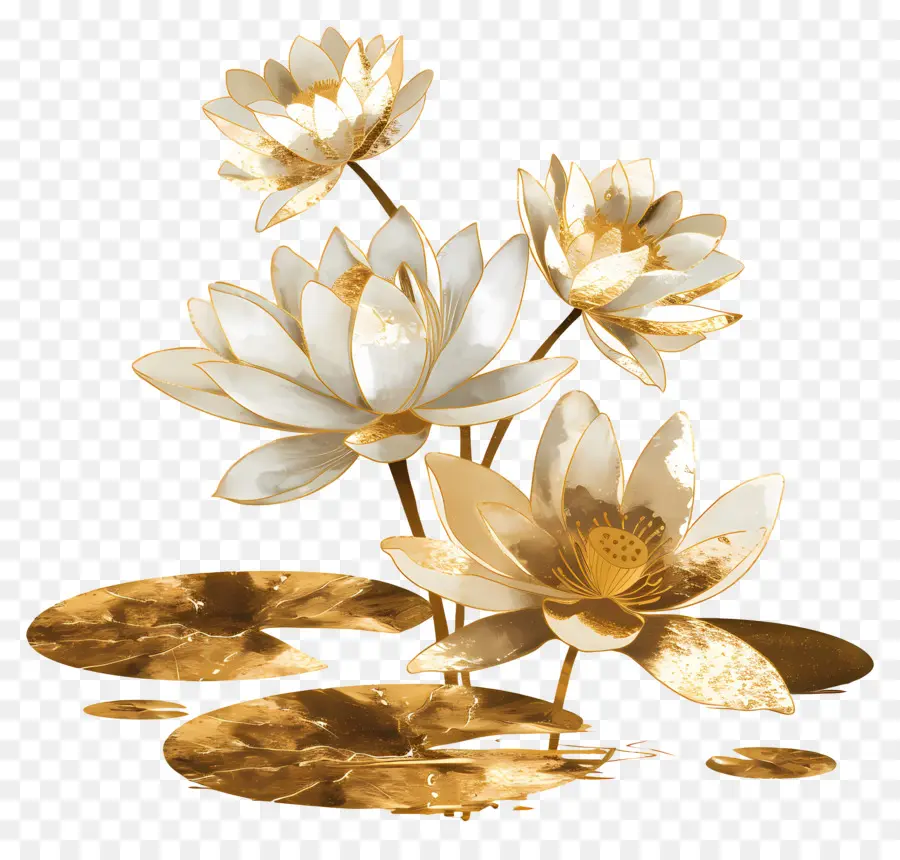 fiore di loto - Tre fiori di loto bianco su acqua increspata