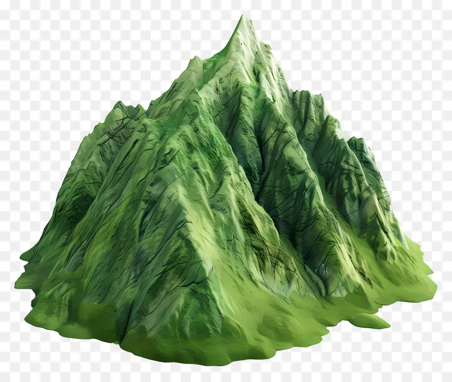cime del terreno tridimensionale di Green Mountain Mountain - Paesaggio di montagna tridimensionale realistico per esplorare