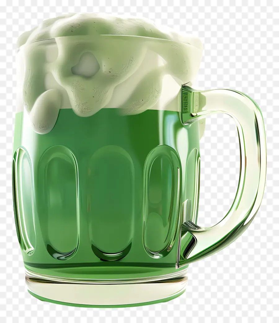 Il Giorno di san Patrizio - Birra verde schiumosa in tazza di vetro