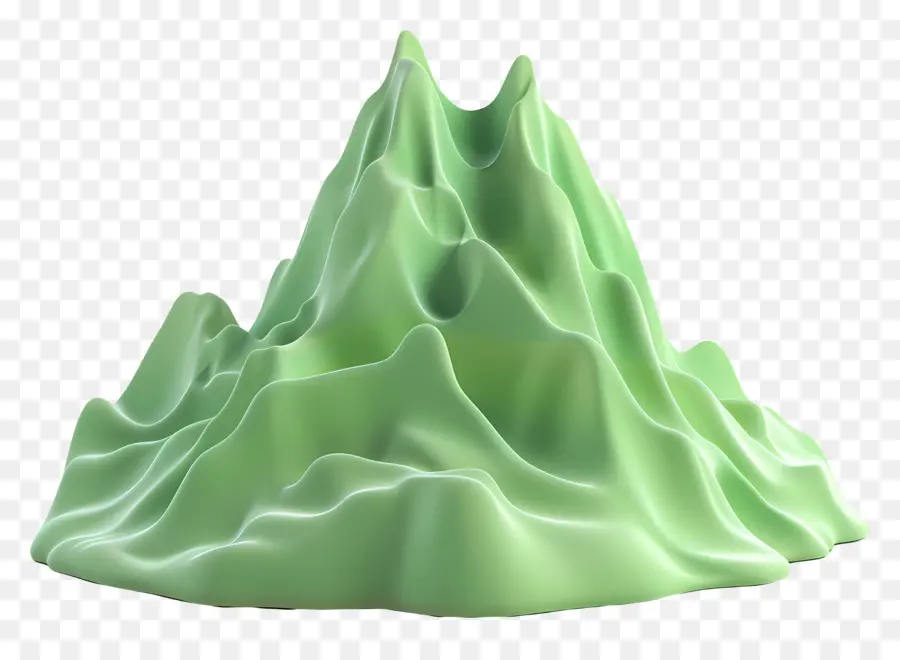 Green Mountain 3D Modeling Mountain Green liscio - Modello di montagna 3D verde liscio con illuminazione