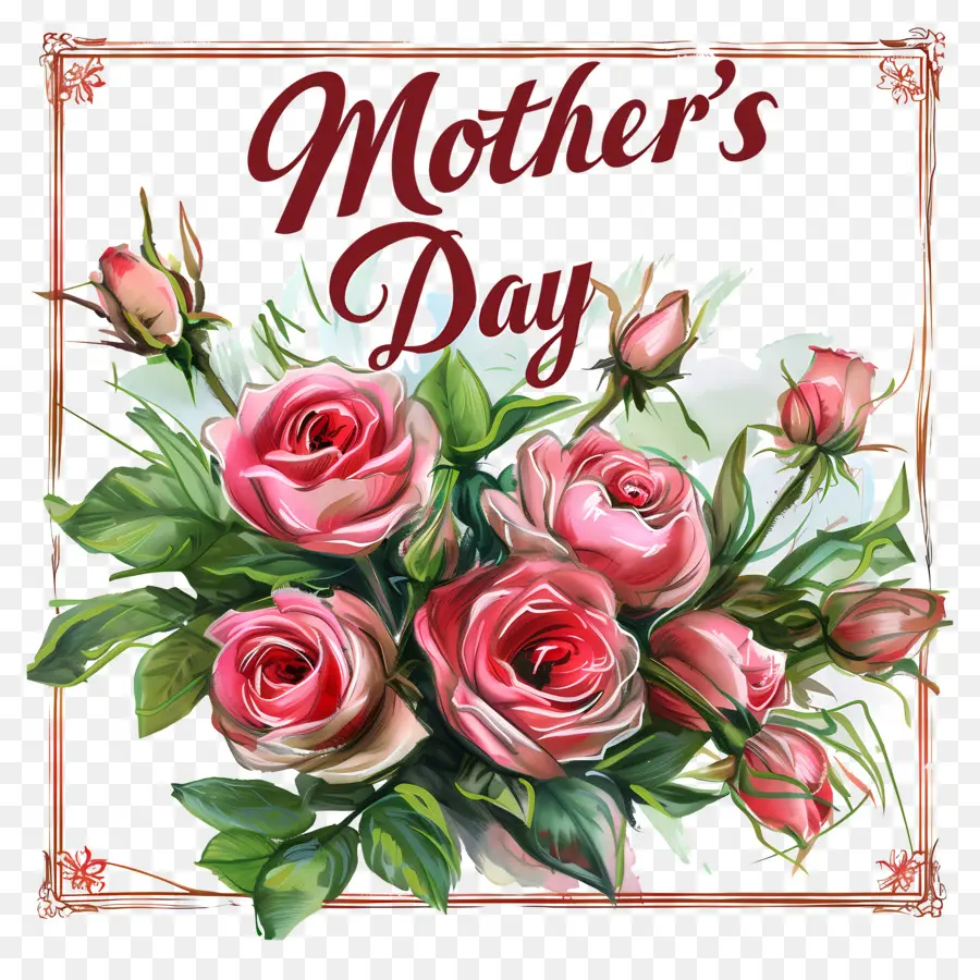 Ngày của mẹ - Bình hoa ngày của mẹ với hoa hồng hồng