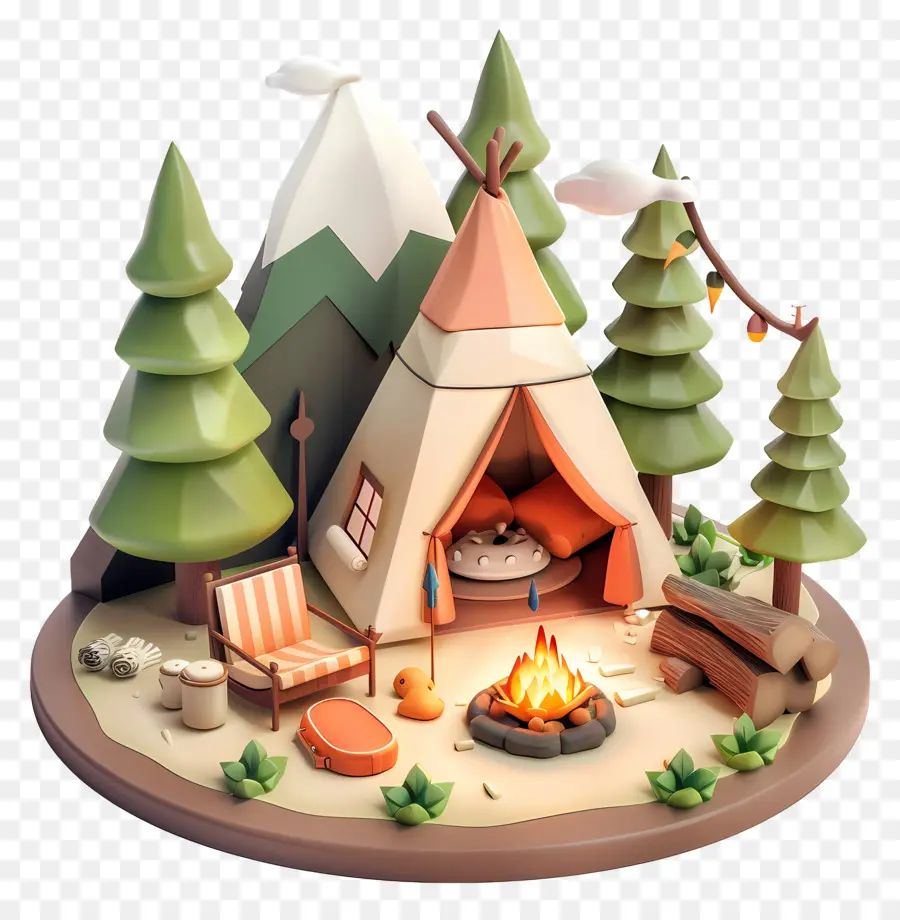 Camping -Tepe -Waldkampfbäume Camping - Ruhiger Wald -Tepee mit gemütlichem Innenauszug