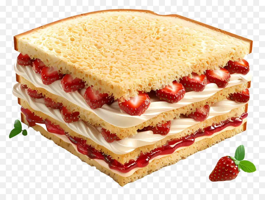 Klassiker Victoria Sandwich Sandwich Erdbeer -Marmelade Butter Frischkäse - Buntes Sandwich mit Marmelade, Frischkäse, Beeren