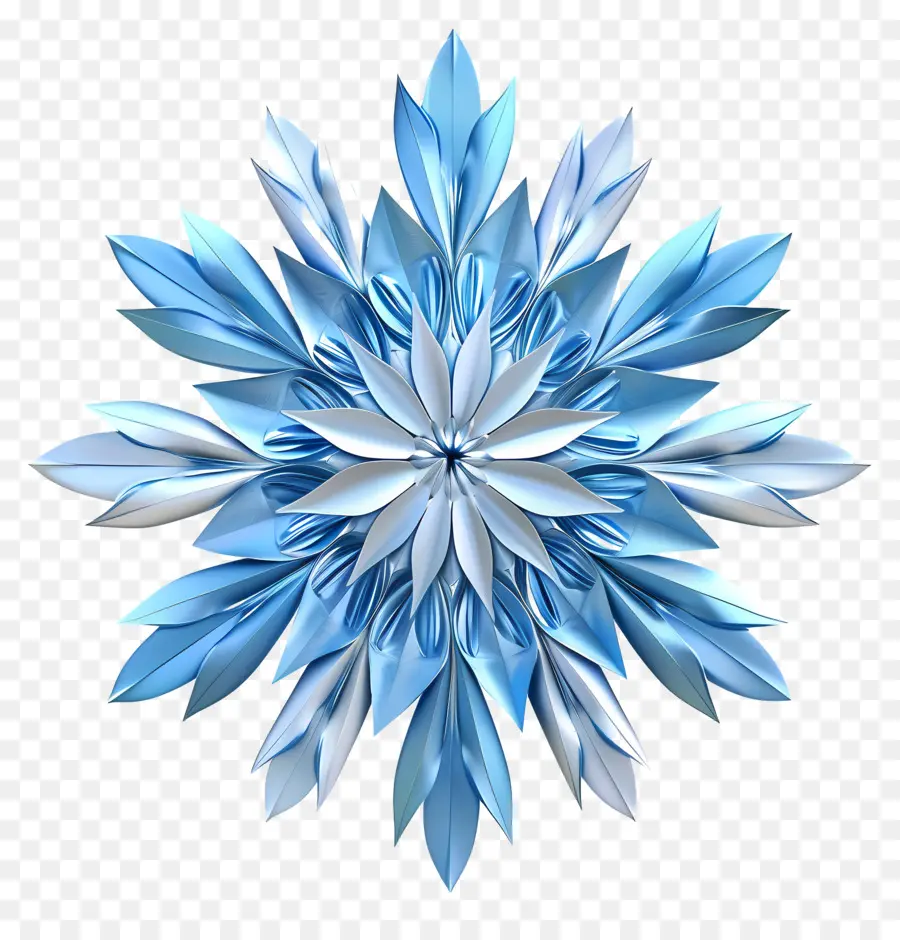 fiocchi di neve - Fiore bianco con centro di fiocchi di neve, petali blu