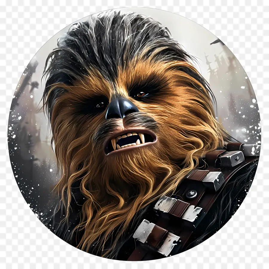 Guerre stellari - Chewbacca in ritratto sorridente bianco e nero