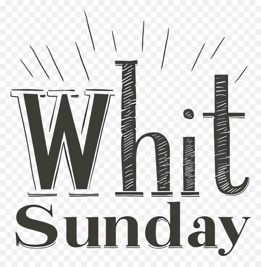 Whit Sunday Chalk Art in bianco e nero scrittura corsiva al design minimalista - Cursivo gesso 