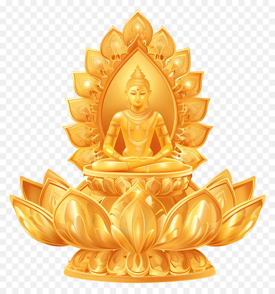 Lotusblüte - Gelassene Person, die über Golden Lotus meditiert