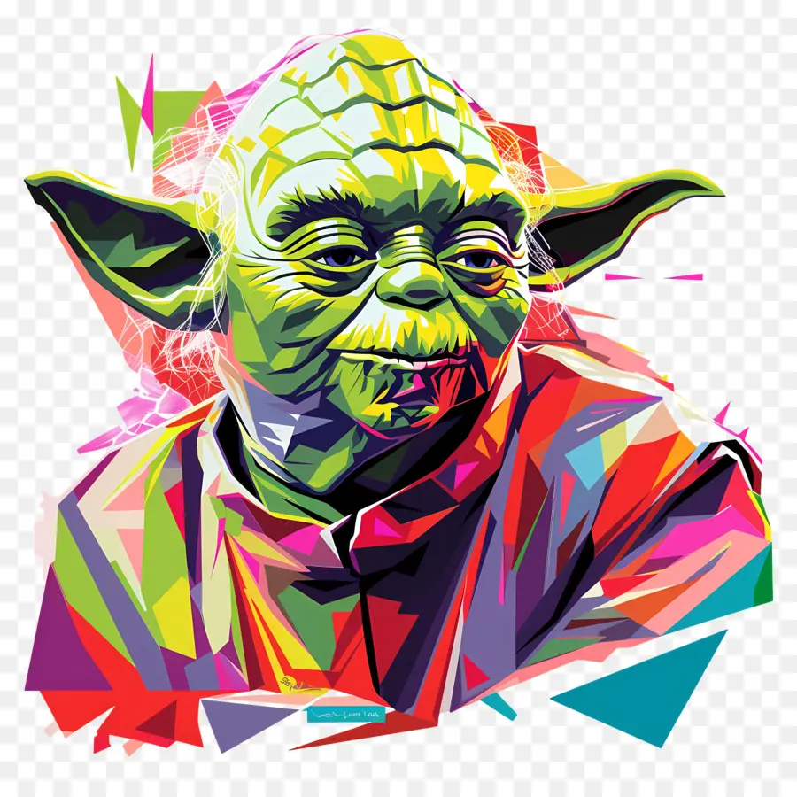 Guerre stellari - Cartoon Yoda con espressione determinata nella camicia colorata