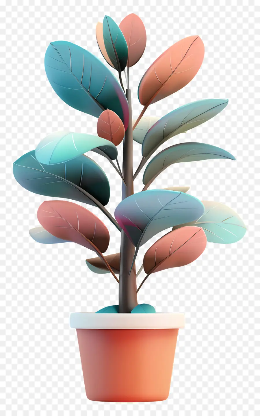 cây cao su - Cây chậu nghệ thuật với lá xanh trừu tượng