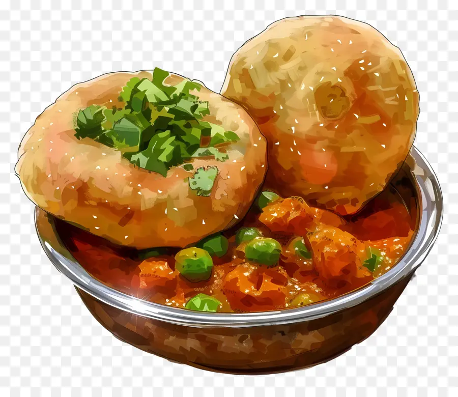 PAV Bhaji - Gekochtes Hühnchen und Erbsen mit Tomatensauce