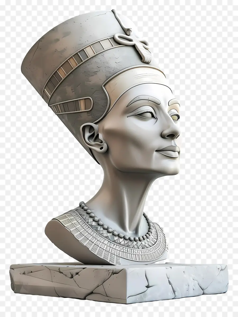 Busto della dea nefertiti Iside antica protettore culturale egiziano di donne e bambini copricapo di piume - Scultura regale della dea Iside sul piedistallo