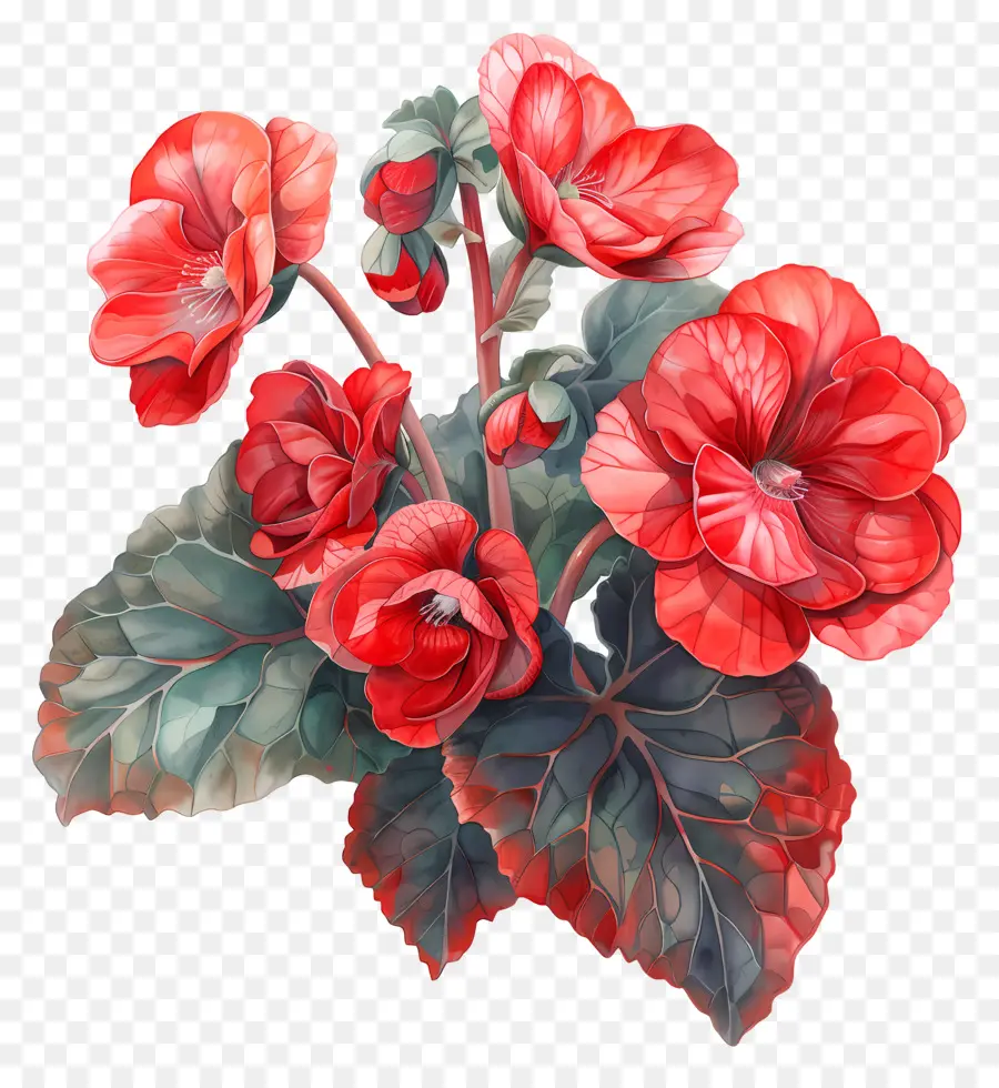 fiore rosso - Geranio rosso con fiori rosa e foglie verdi