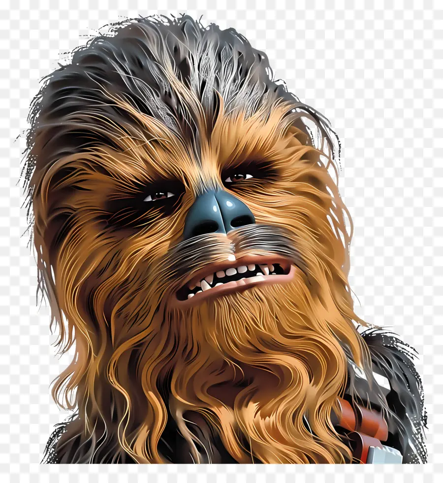 chiến tranh giữa các vì sao - Chân dung Chewbacca mỉm cười trong bộ đồ rách nát