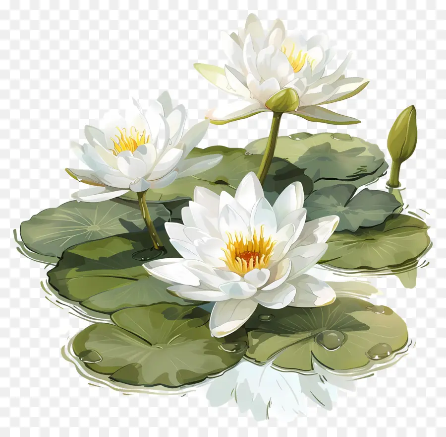 Weißwasserlilien Wasserlily Blumenteich Weiße Blütenblätter - Weißwasserlilie im friedlichen Teich