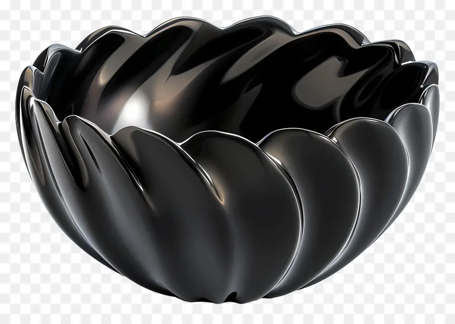 disegno floreale - Ciotola in metallo nero lucido con design floreale