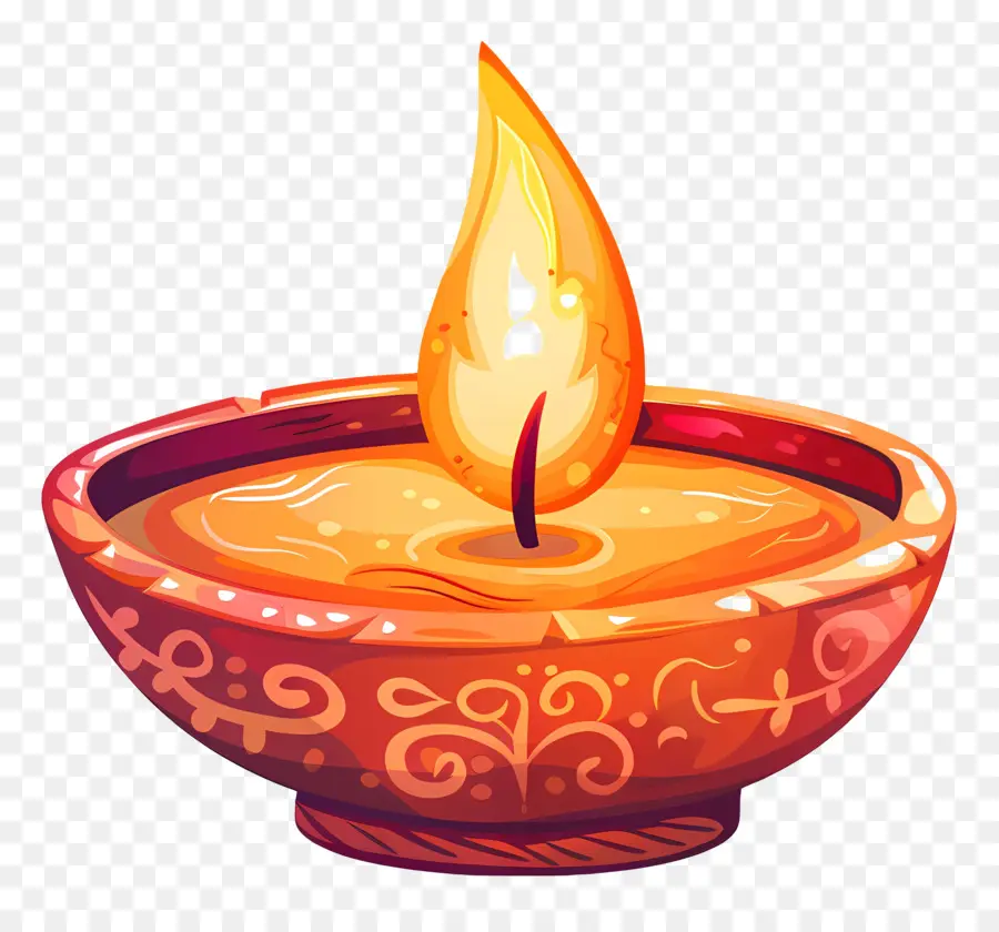 diwali Lampe - Aufeinander entwickelte leuchtende Kerze in der Schüssel